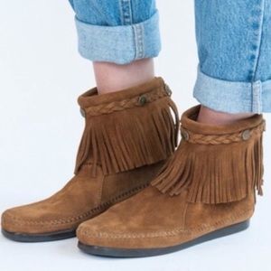 Minnetonka Suede Fringe Booties